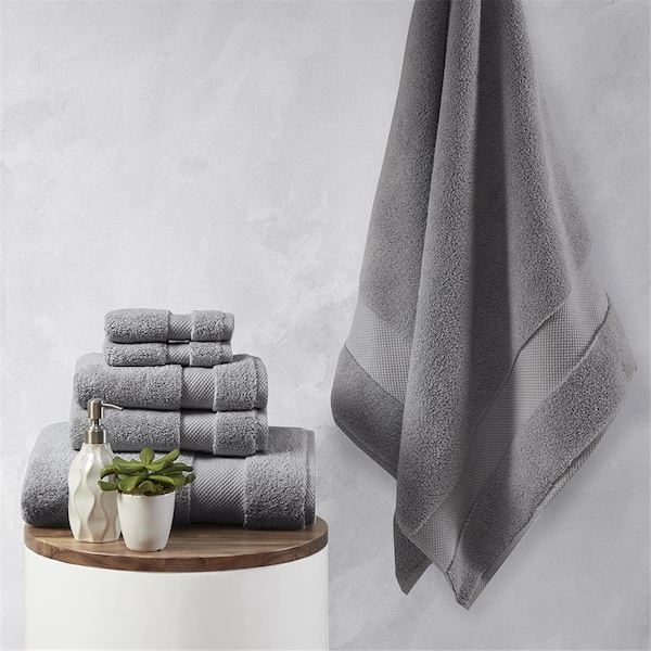 Madison Park Charcoal 100 Percent Cotton Towel Set, 6 Piece MPS73-470 - main